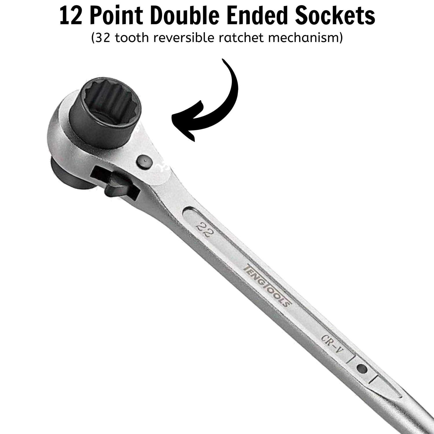 Teng Tools Pgw1922 19 x 22mm Ratcheting Podger Scaffold Wrench - Image 2