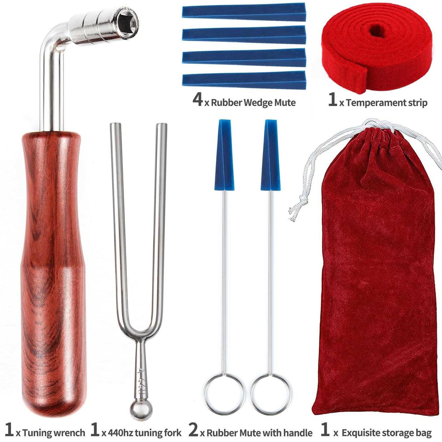 Piano Tuning Kit Professional Wrench Hammer Rubber Mutes Set Including 9 pcs Tuning Tools for Piano Tuning with Tuner - Image 4