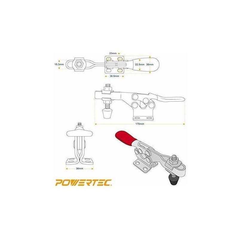 POWERTEC 20327 Horizontal Quick-Release Toggle Clamp - Image 3