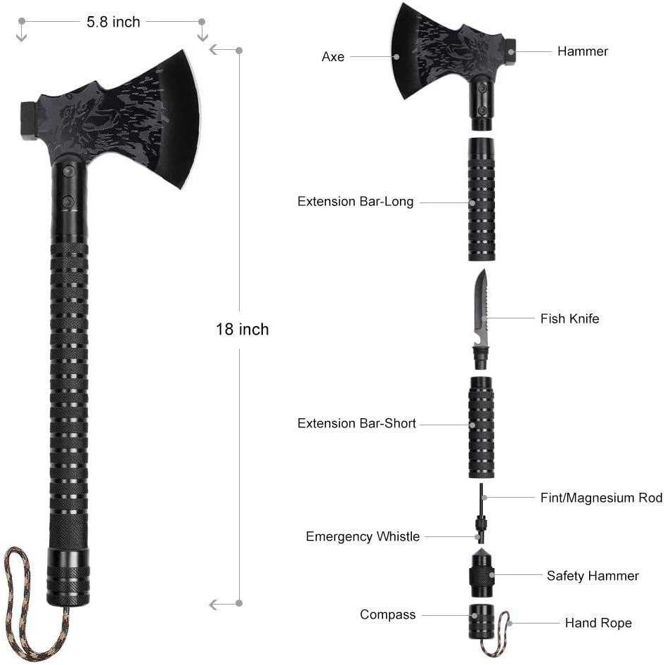 Liantral Survival Camping Axe Folding Tactical Axe Hatchet With Hammer ...