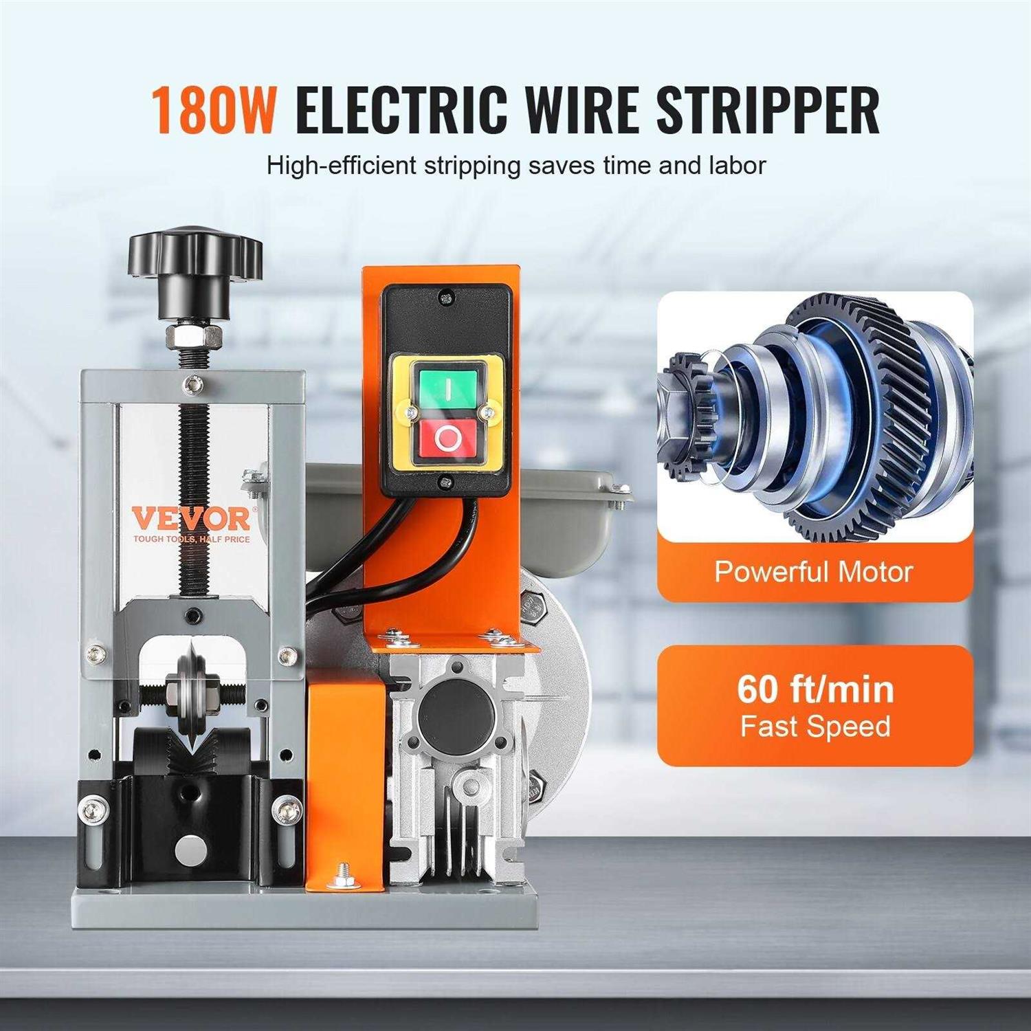VEVOR Automatic Wire Stripping Machine 0.06''-0.98'' Electric Motorized Cable Stripper 180 W 60 ft/min Wire Peeler - Image 3