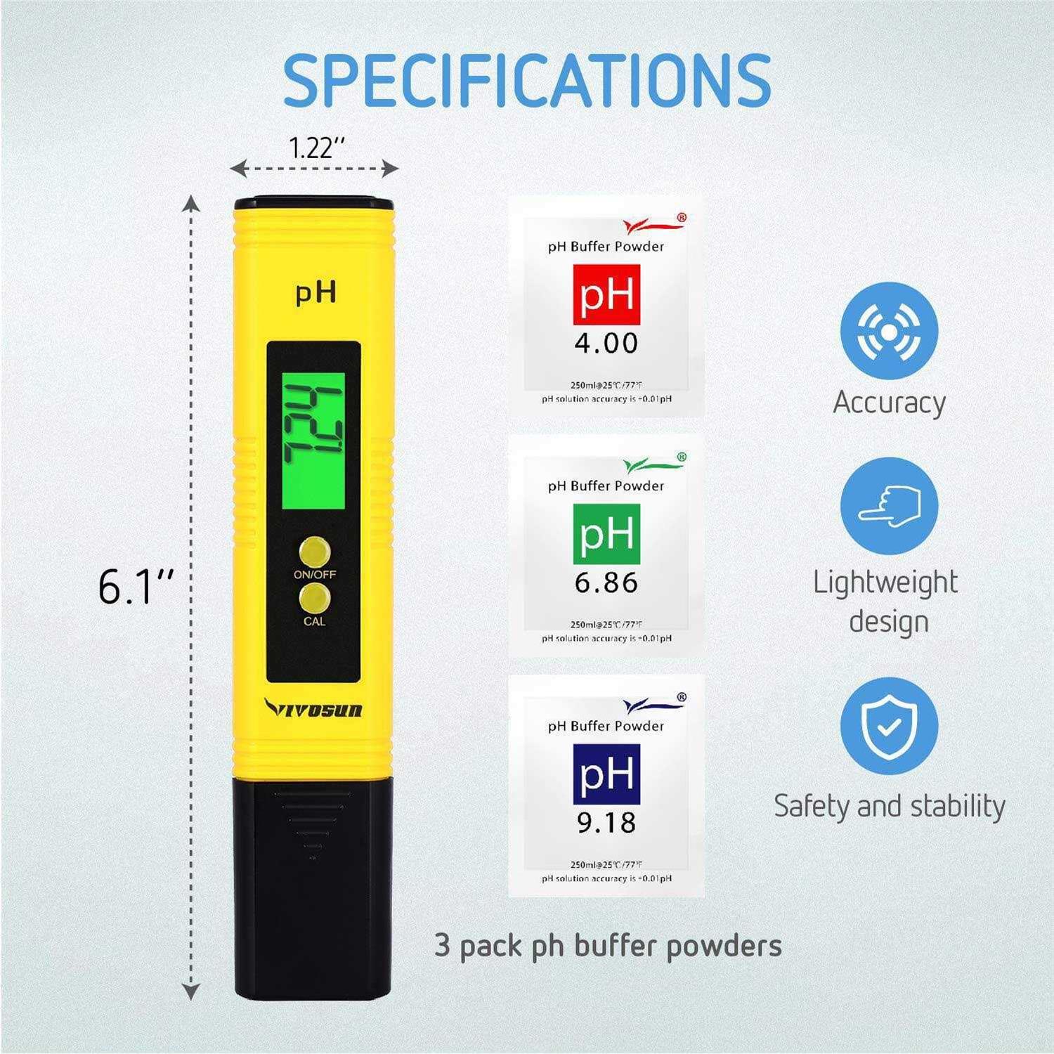 Vivosun Digital Ph Meter For Water, 0.05ph High Accuracy Pen Type Ph Tester For Hydroponics, Household Drinking, Pool And Aquarium - Image 5