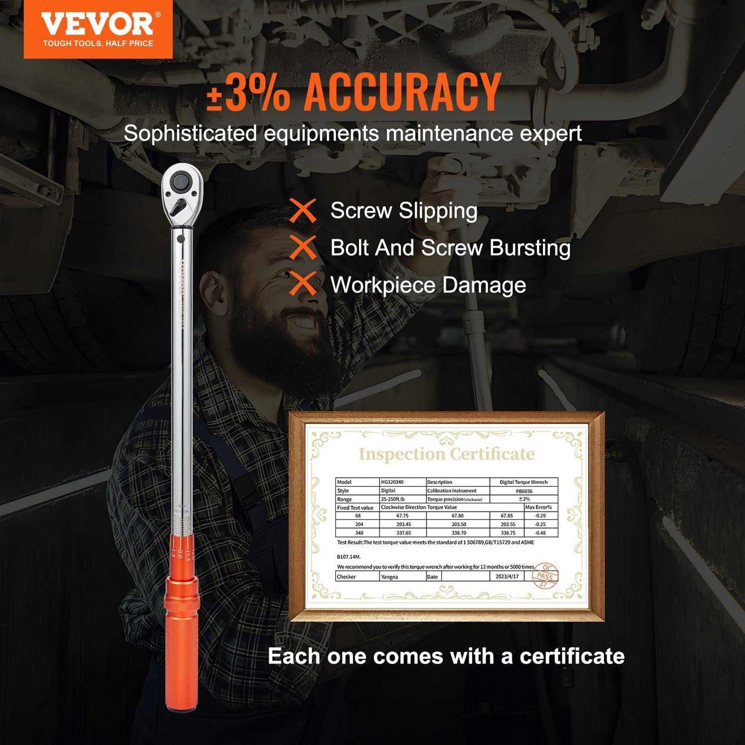 VEVOR Torque Wrench Drive Click Torque Wrench Dual-Direction Adjustable Torque Wrench Set Mechanical Dual Range - Image 5