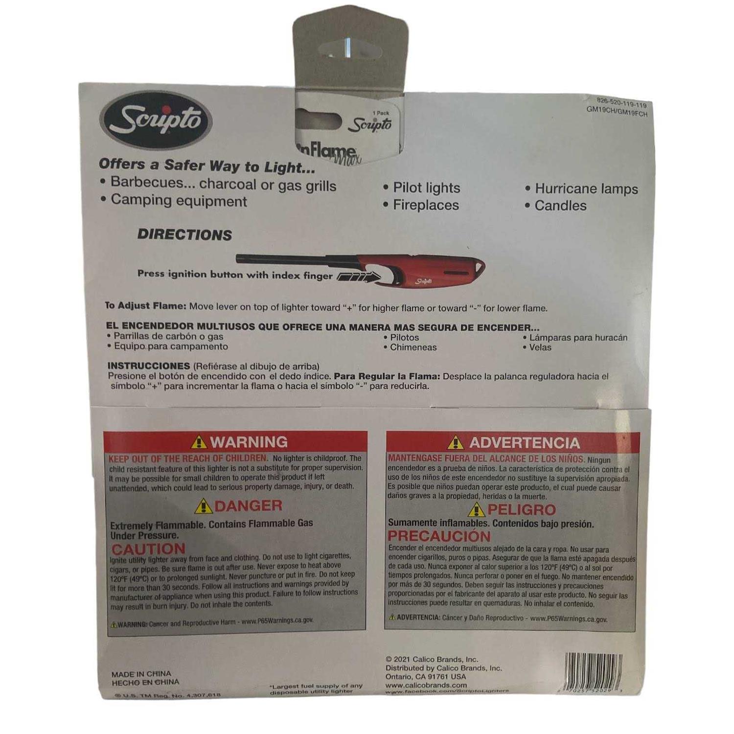 4 Pack Scripto Multi-Purpose Lighter BBQ Barbecue Camping Durable Lighters - Image 4