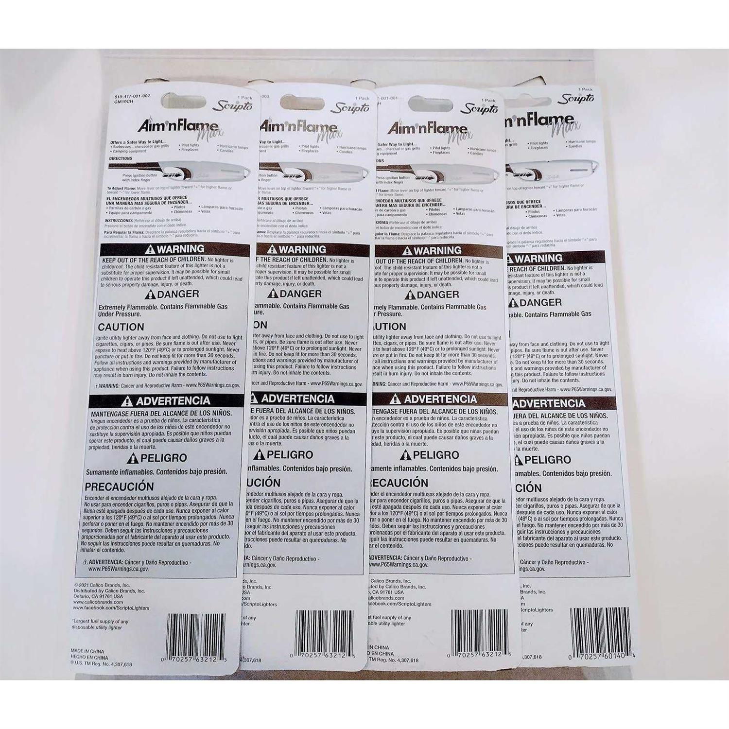 4 Pack Scripto Multi-Purpose Lighter BBQ Barbecue Camping Durable Lighters - Image 5