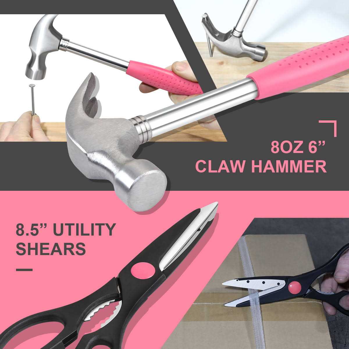 39 Piece Portable Household Hand Tool Kit Storage Toolbox DNA Motoring Finish - Image 4