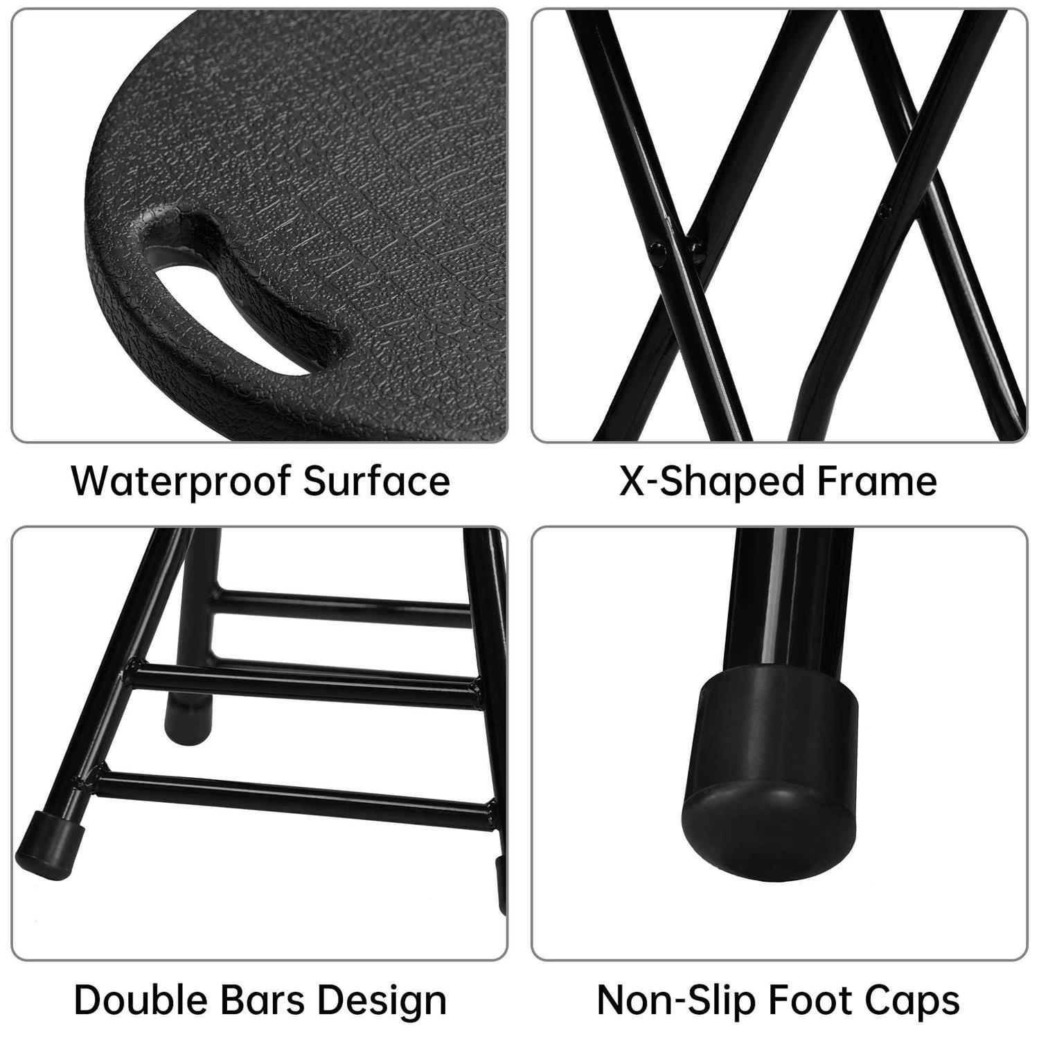 Allpop 2 Pack Folding Stool 18 Inch Foldable Stool Chair Set of 2 - Image 3