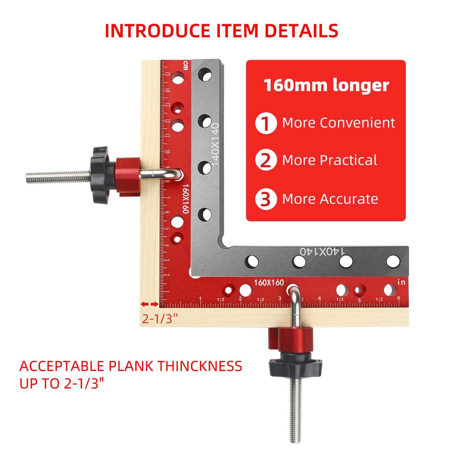 Clamping Squares for Woodworking 6.3 x 6.3 90 Degree Positioning Squares Right Angle Corner Clamps for Woodworking - Image 5