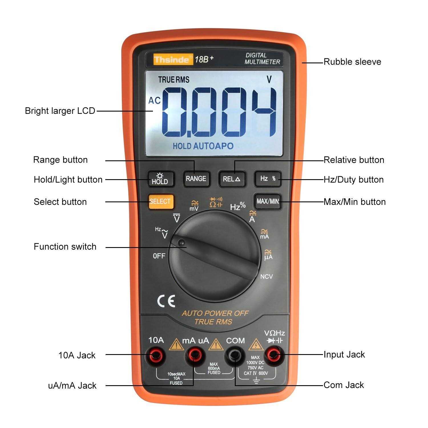 Thsinde Auto Ranging Digital Multimeter Trms 6000 with Battery Alligator Clips Test Leads AC/dc Voltage/Account,Voltage Alert - Image 3
