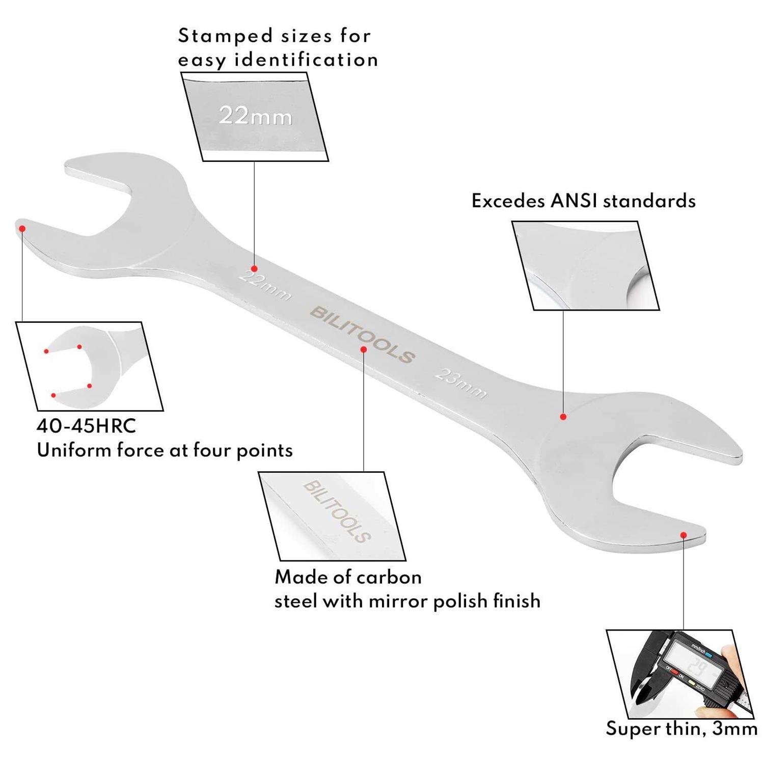 BILITOOLS Super Thin Open End Wrench Set 9 Piece - Image 4
