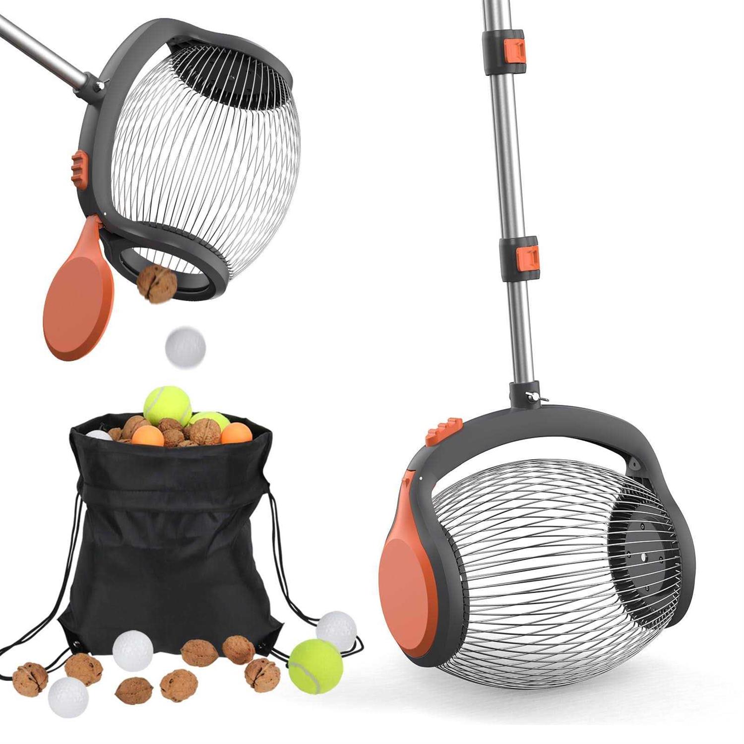 RIFPOD Nut Gatherer,Walnut Fruit Picker Upper,Foot-Operated Release Ball Picker Roller,Side Opening,Effortless Emptying,Suitable for 3/4