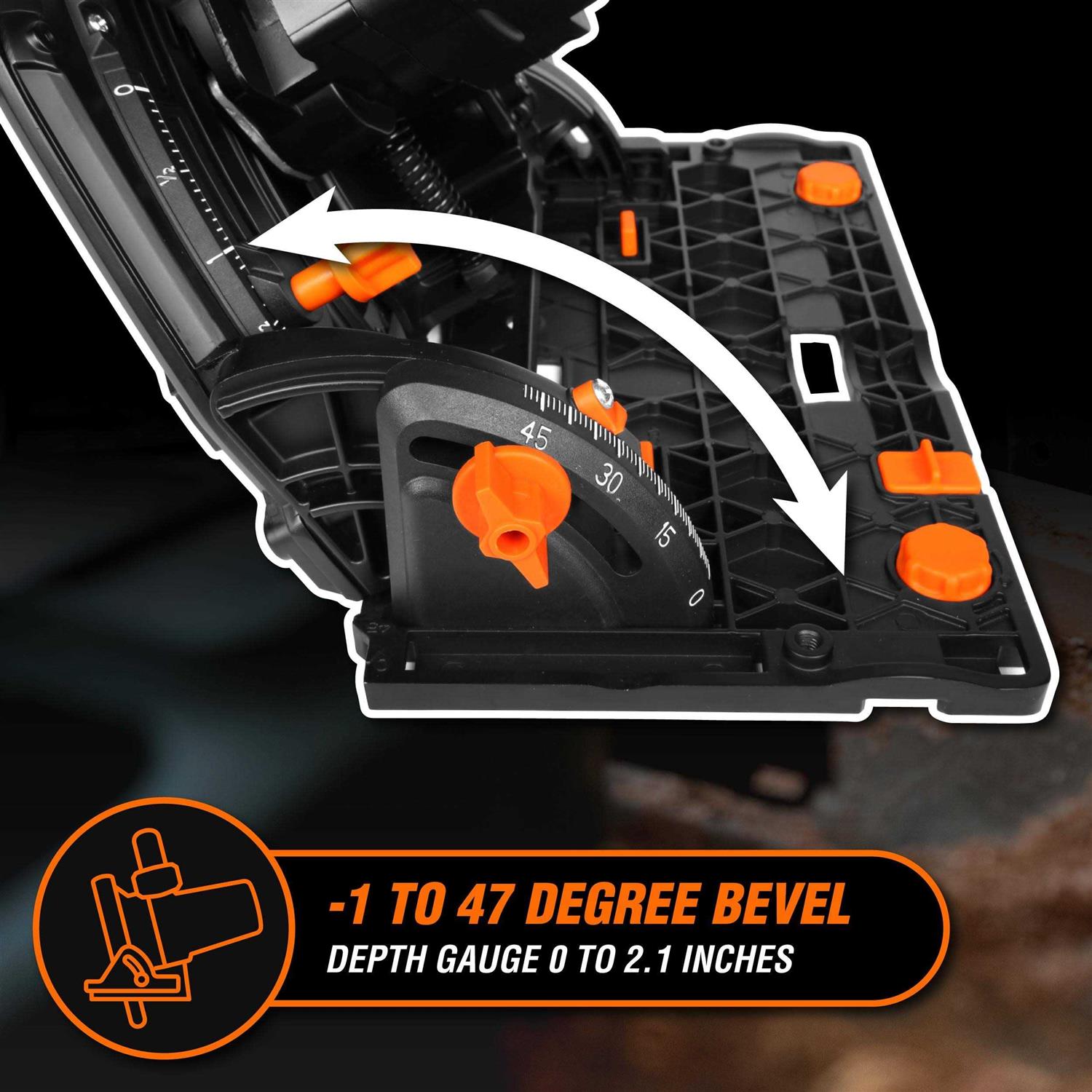 WEN 20V Max 6.5-Inch Cordless Brushless Plunge Cut Variable Speed Track Saw with Two 4.0 Ah Batteries and Charger - Image 4