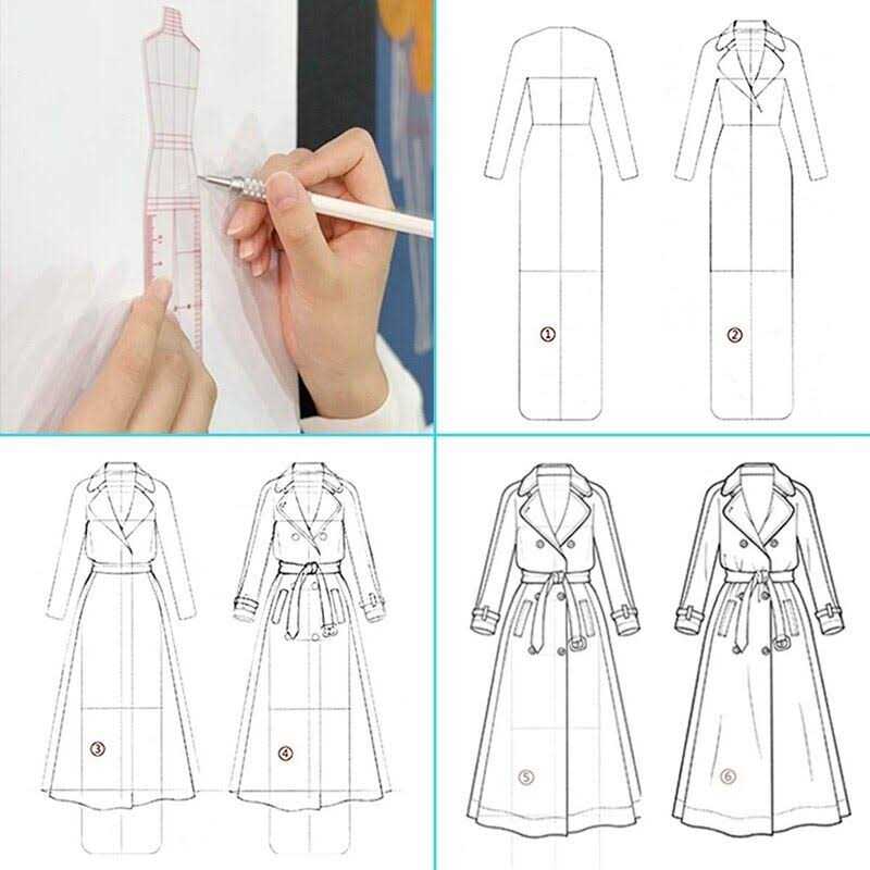 Fashion Illustration Rulers Sketching Templates Ruler Sewing Humanoid Patterns Design Clothing Measuring,Type A - Image 3