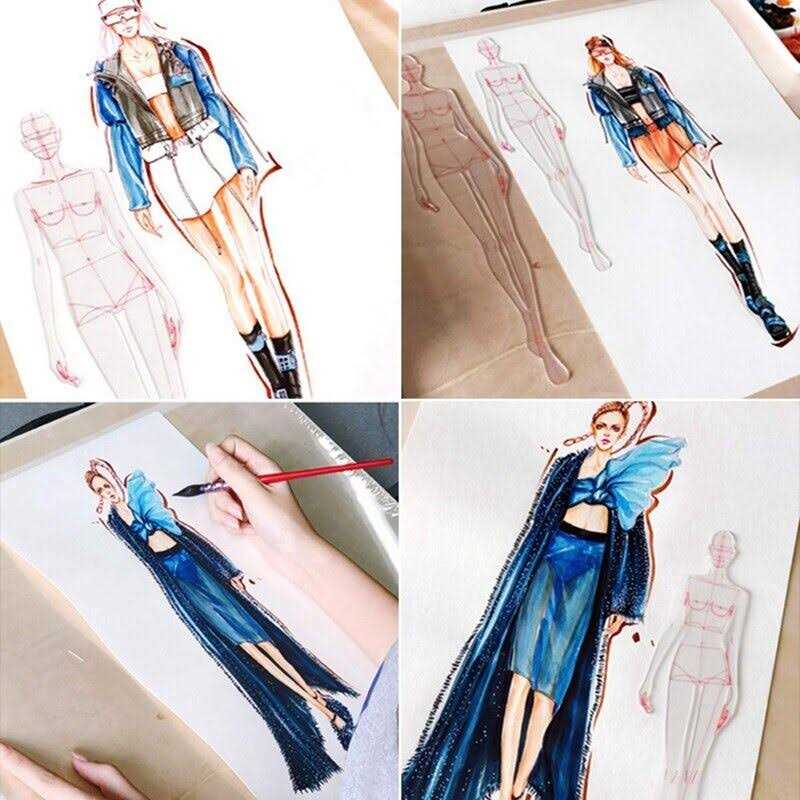 Fashion Illustration Rulers Sketching Templates Ruler Sewing Humanoid Patterns Design Clothing Measuring,Type A - Image 5