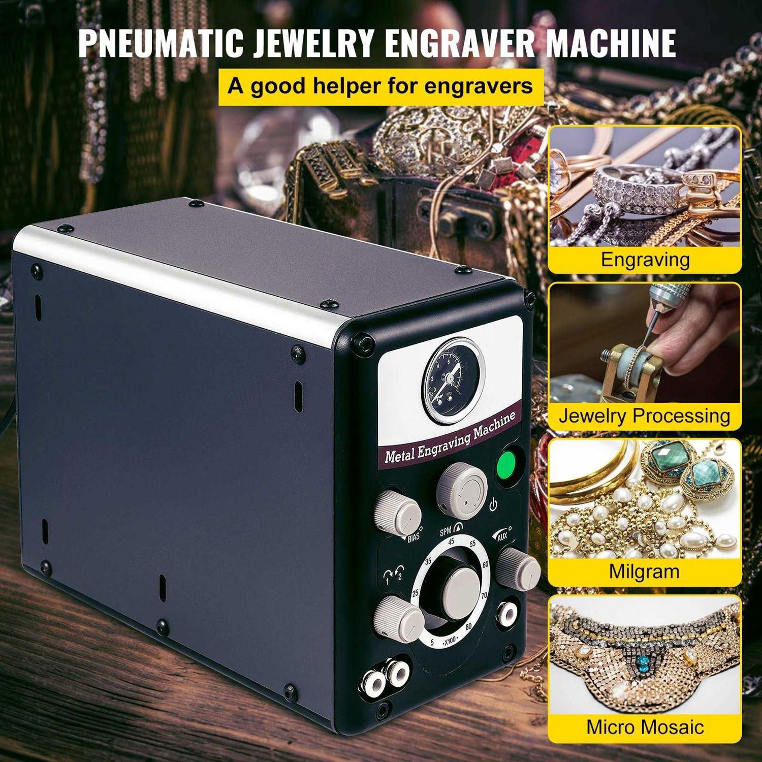 VEVOR Pneumatic Jewelry Engraver Machine 110V 60Hz Pneumatic Hand Engraving Machines 400-8000 Rpm DKJSTQD0000000001V1 - Image 5