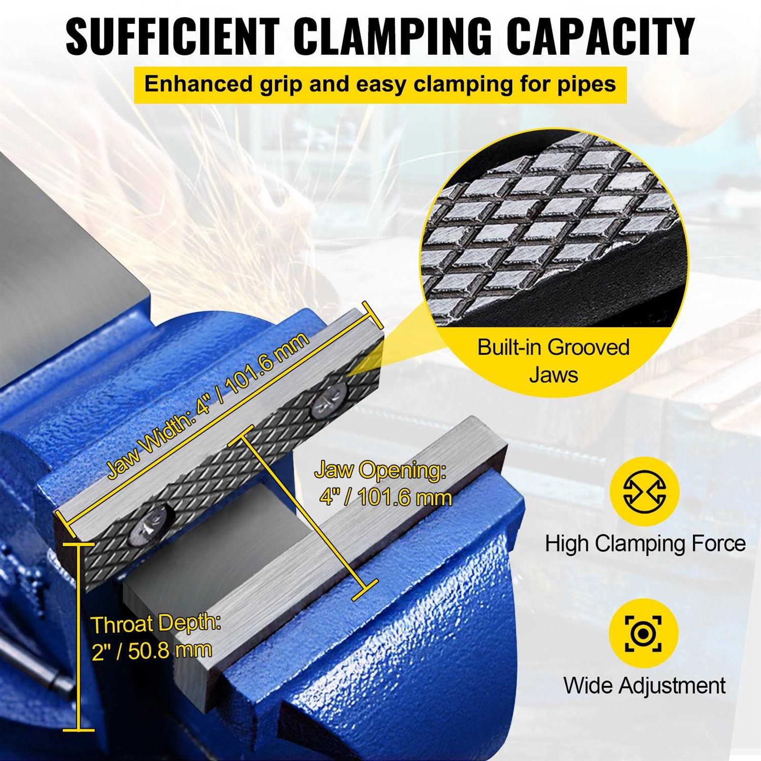 VEVOR 4 Heavy Duty Bench Vise Double Swivel Rotating Vise Head/Body Rotates 360A ,Pipe Vise Bench Vices 15Kn Clamping Force - Image 5