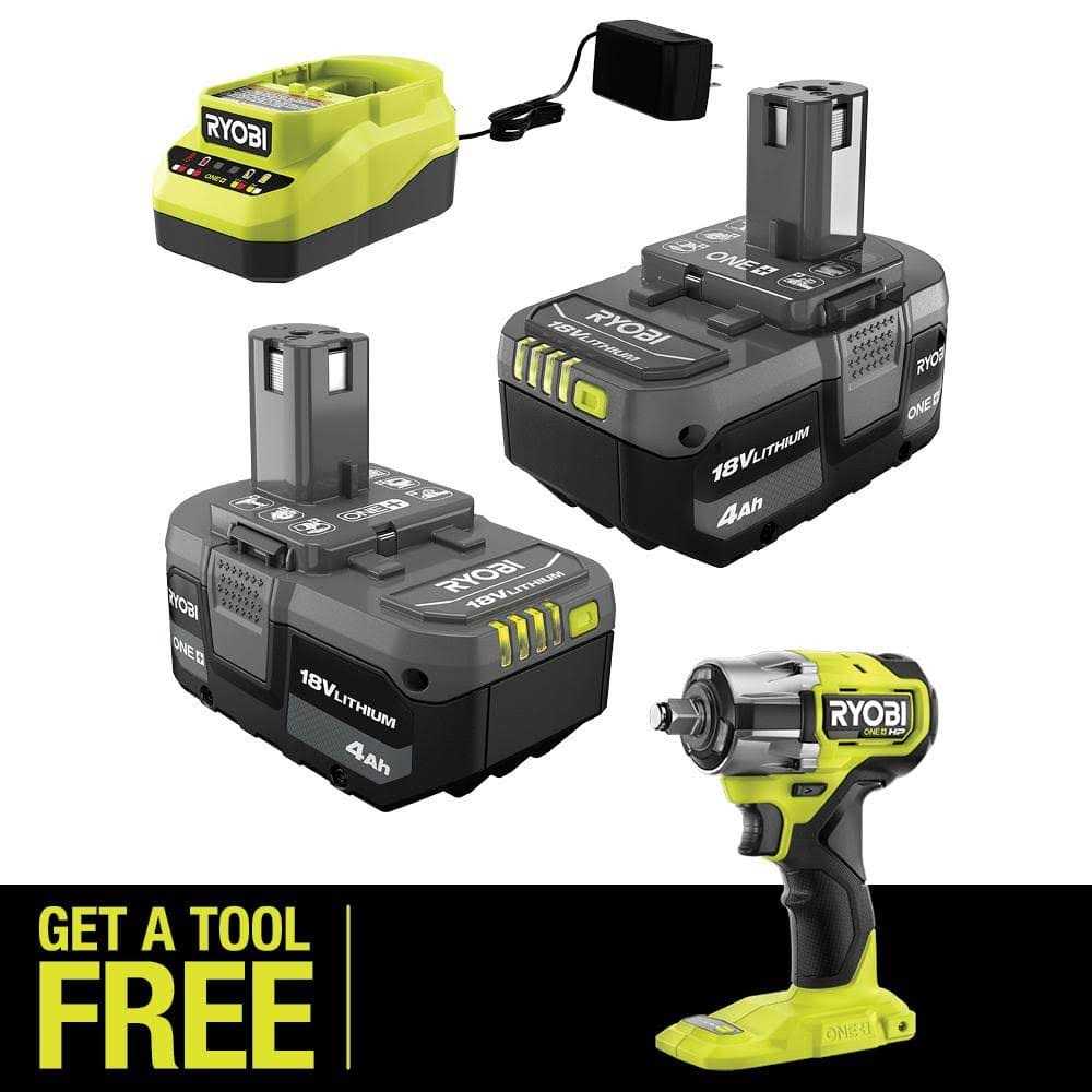 RYOBI ONE+ 18V Lithium-Ion 4.0 Ah Compact Battery and Charger Kit with FREE Brushless ONE+ HP