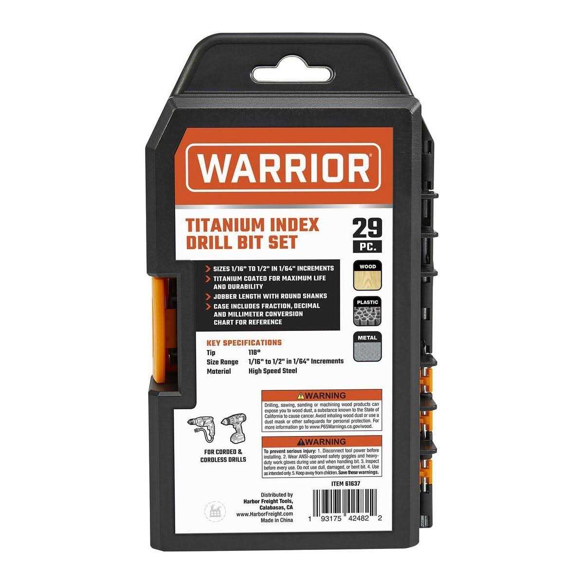 Warrior Titanium Nitride High Speed Steel Drill Bit Set 29 Piece - Image 4
