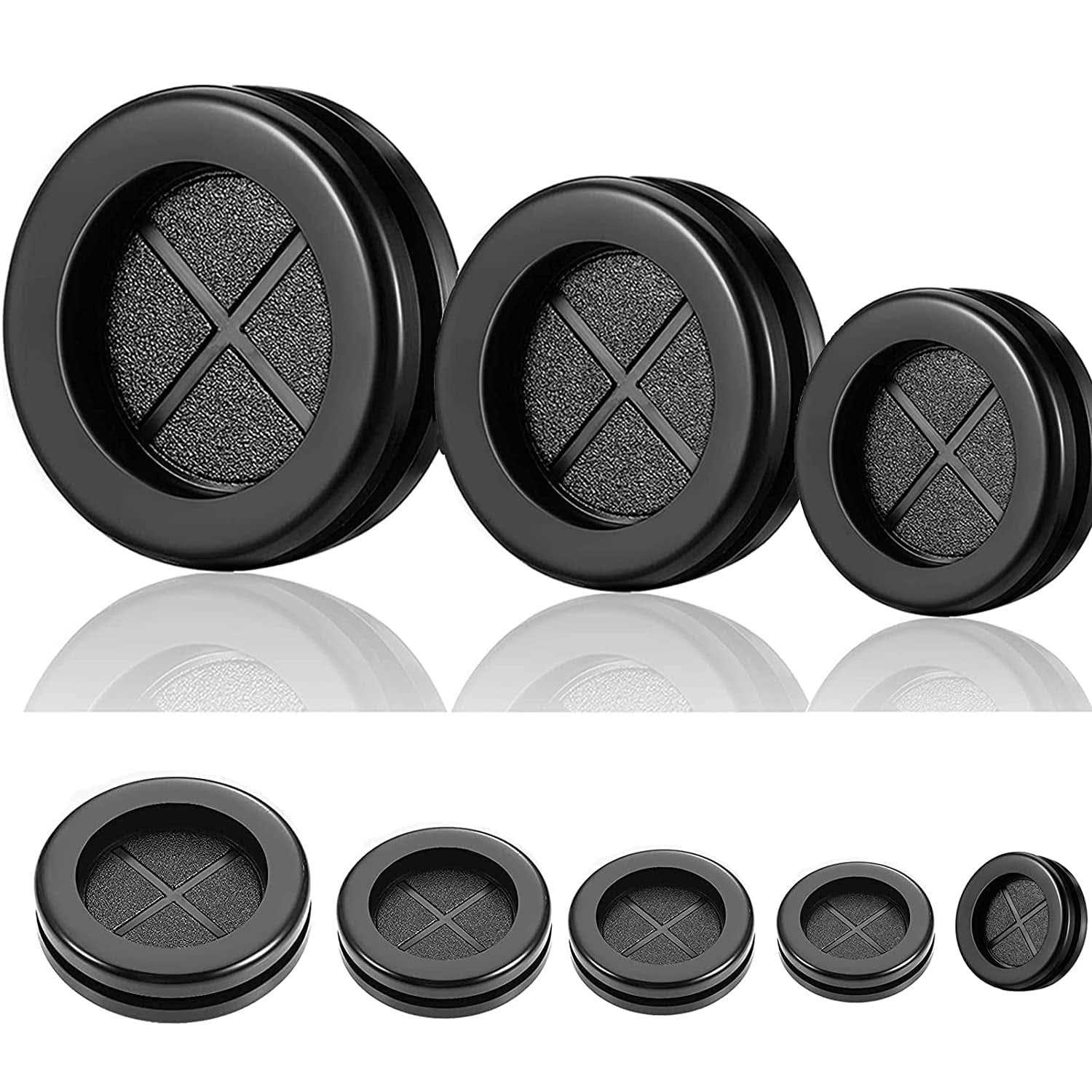 Tmtains 85pcs Rubber Grommet Kit 5 Sizes Double Sided Round Electrical Wire Gaskets Cable Protection Firewall Hole Drill Hole Synthetic Rubber Plug
