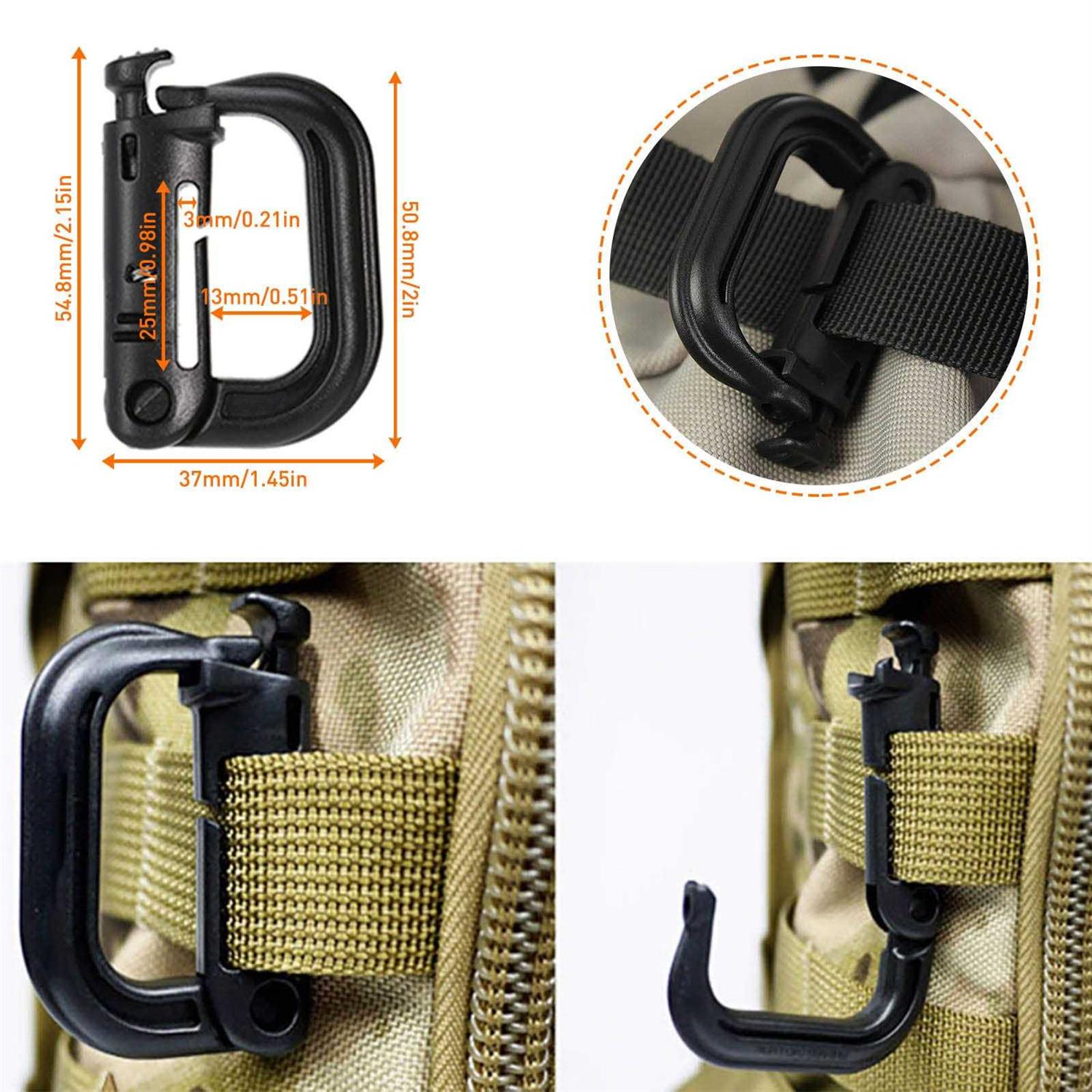 SPORBA Molle Accessories Kit of 28 Attachments D-ring Grimloc Locking Gear Clip for 1“ Webbing Strap Tactical Backpack Web Dominator Elastic Strings Strap - Image 4