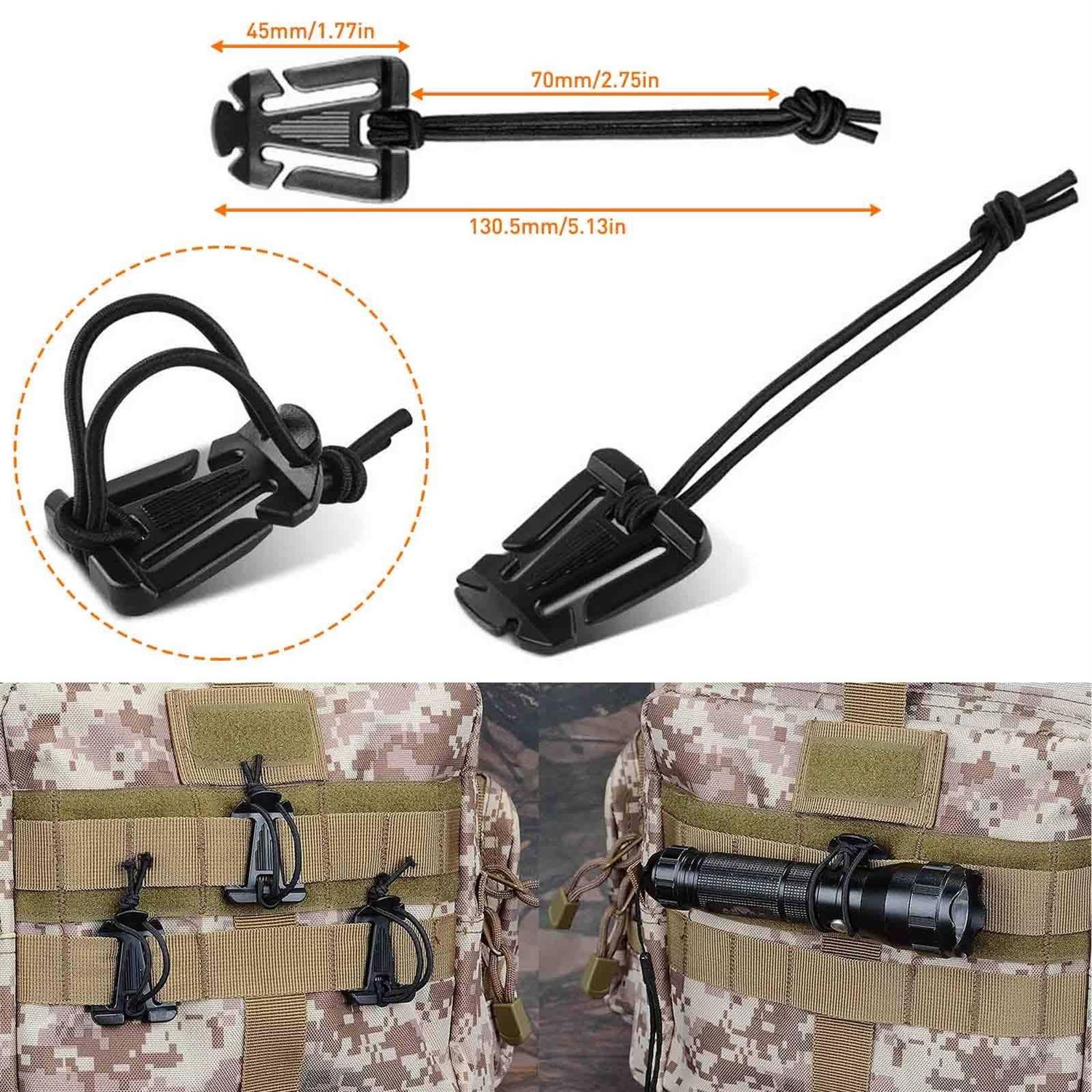 SPORBA Molle Accessories Kit of 28 Attachments D-ring Grimloc Locking Gear Clip for 1“ Webbing Strap Tactical Backpack Web Dominator Elastic Strings Strap - Image 5