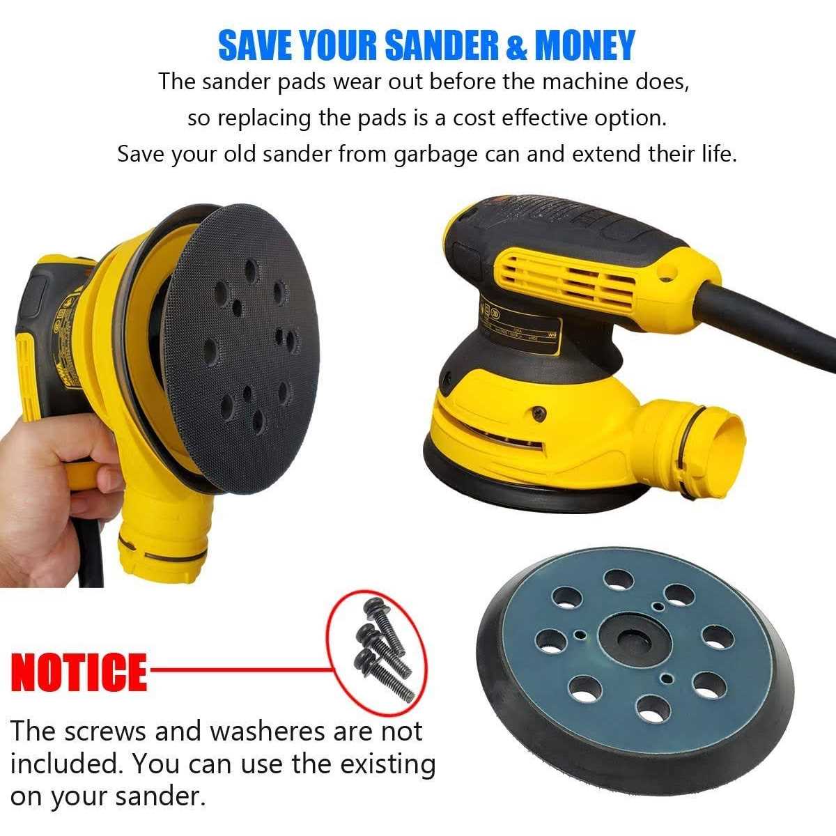 5 Inch 8-Hole Hook and Loop Sander Pads Replacement Sanding Pads for DeWalt DW420 - Image 3
