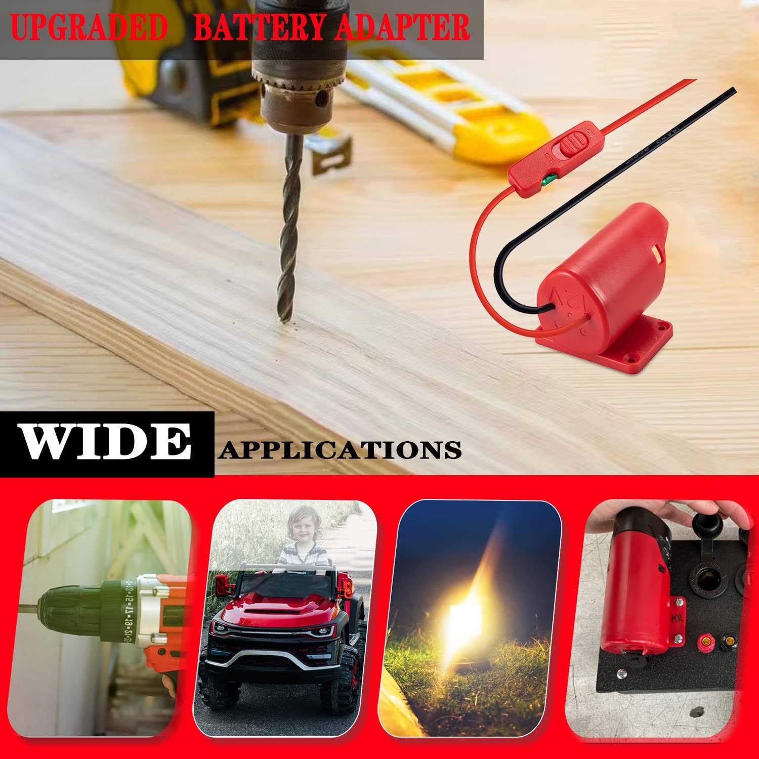 Upgraded M12 Battery Adapter for Milwaukee 12V Battery Adapter All-in-one Design of The Fuse and Switch Power Wheel Adapter for Milwaukee M12 - Image 4