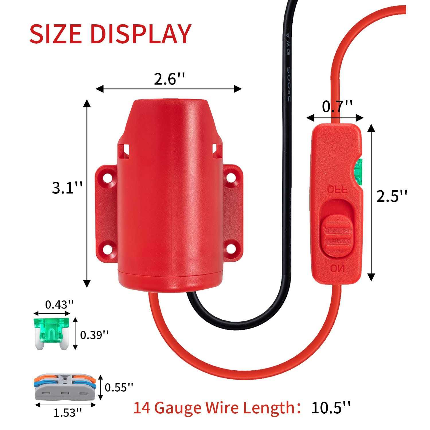 Upgraded M12 Battery Adapter for Milwaukee 12V Battery Adapter All-in-one Design of The Fuse and Switch Power Wheel Adapter for Milwaukee M12 - Image 5