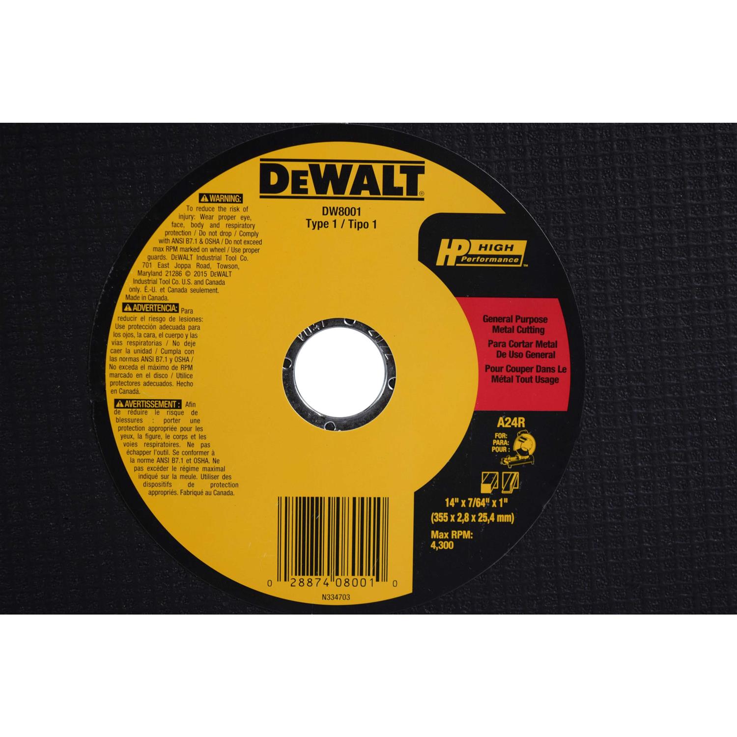 Dewalt 14 Chop Saw Wheel DW8001 - Image 3