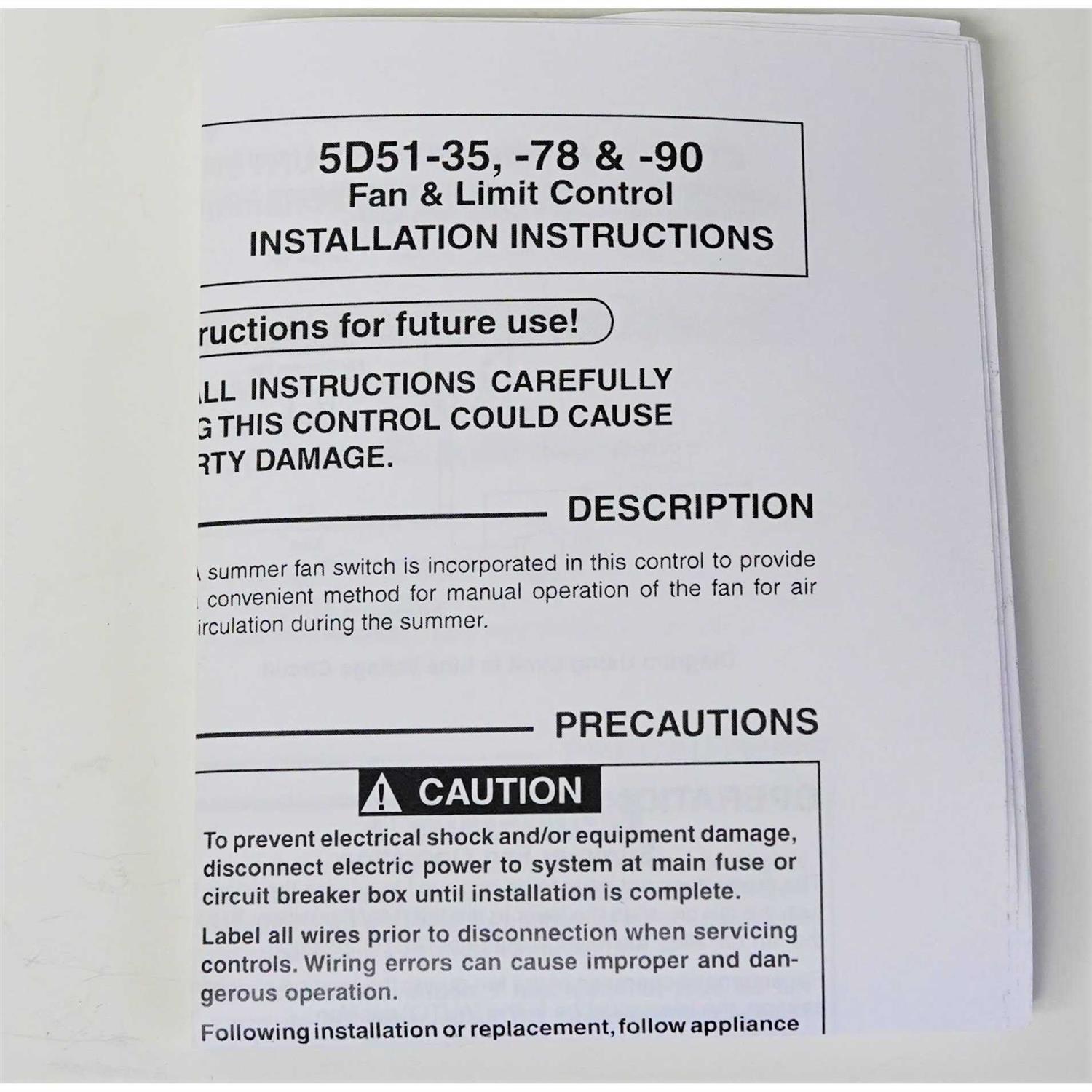 White-Rodgers 5D51-35 Fan Limit Control - Image 5