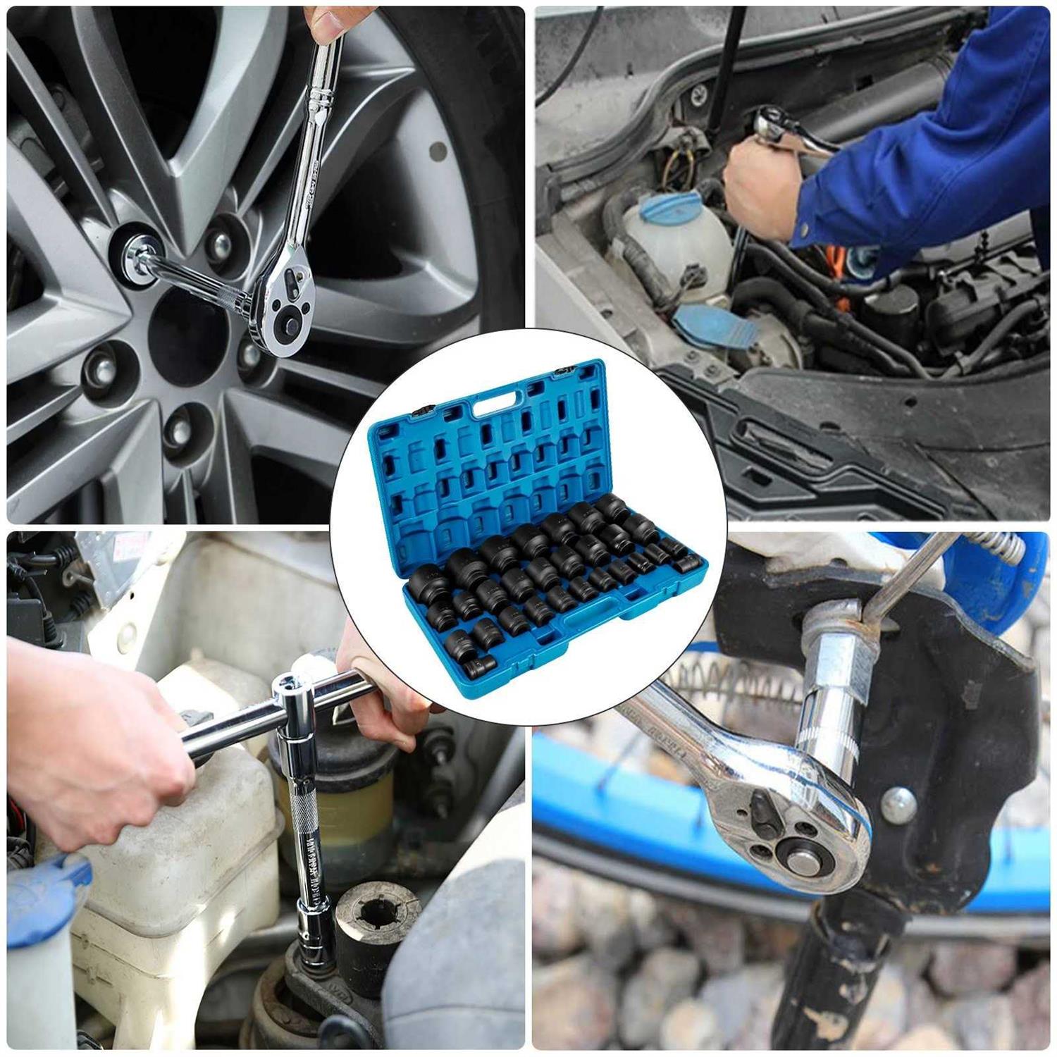 VEVOR Impact Socket Set 3/4 Inches 29 Piece Impact Sockets 6-Point Sockets - Image 3