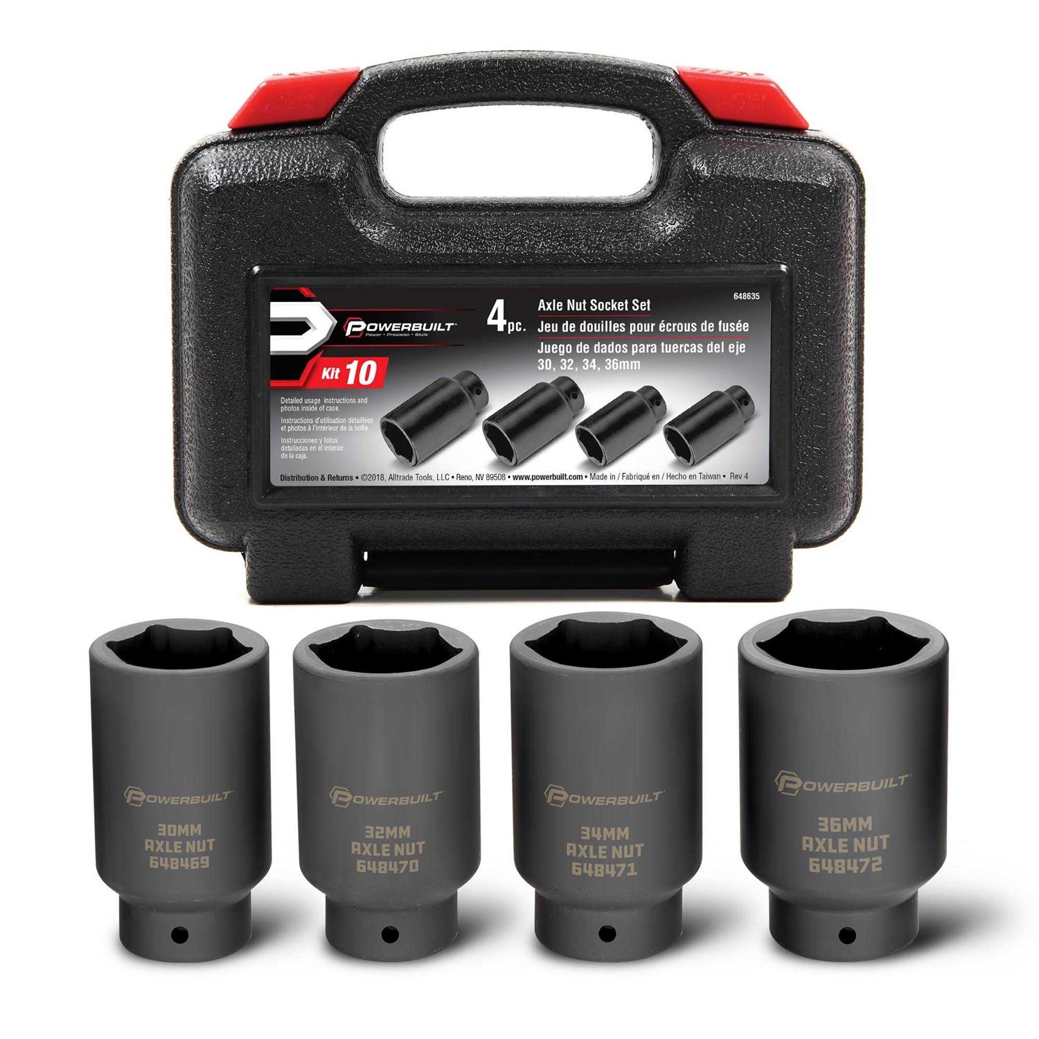 Powerbuilt 4 Piece Axle Nut Socket Set 648635 - Image 2