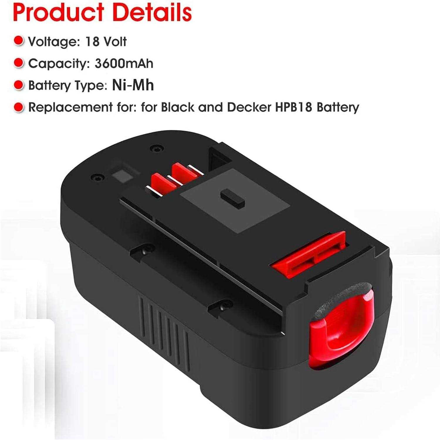 Upgraded to 3.6Ah Ni-Mh HPB18 Replacement Battery Compatible - Image 5