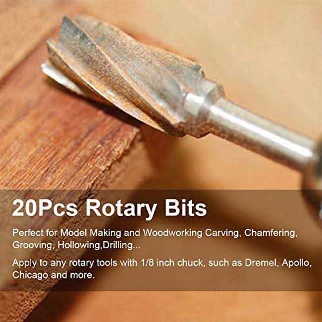 Wood Carving Bits Engraving Router Bit 20pcs HSS Different Rotary Burr Set with 1/8 Shank for Rotary Tools for DIY Woodworking - Image 4