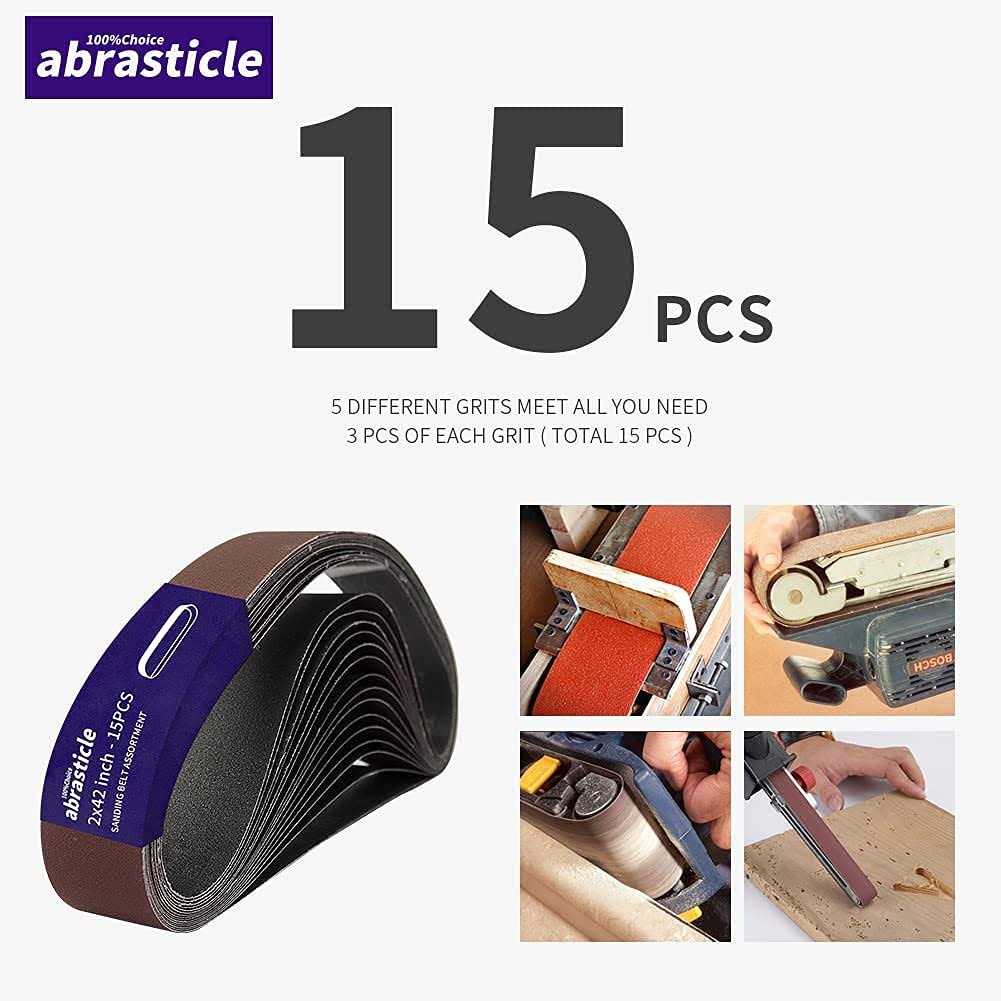abrasticle 15 Pcs Assorted Aluminum Oxide Sanding Belt - Image 3