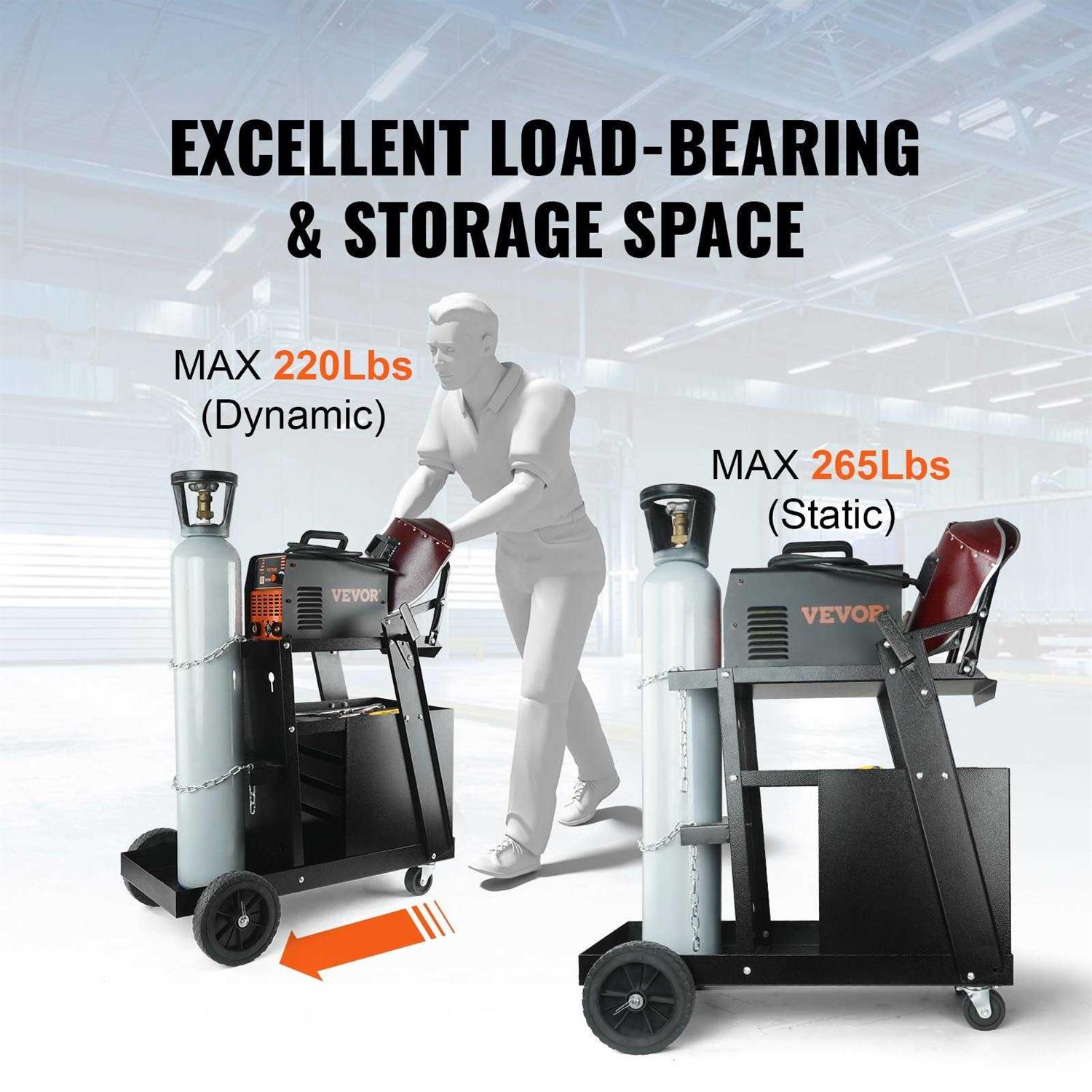 VEVOR Welding Cart 2-Tier 4 Drawers Welder Cart with 265LBS Static Weight Capacity ECSTHJTC265LBXFETV0 - Image 4