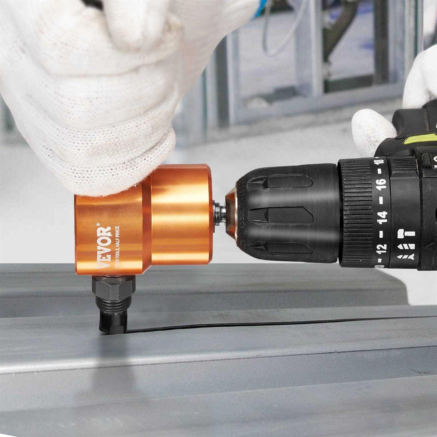 VEVOR Double Head Sheet Metal Nibbler Cutter 360 Degree Metal Nibbler Drill Attachment with Extra Punch and Die Cutting Hole Accessory and Step - Image 4