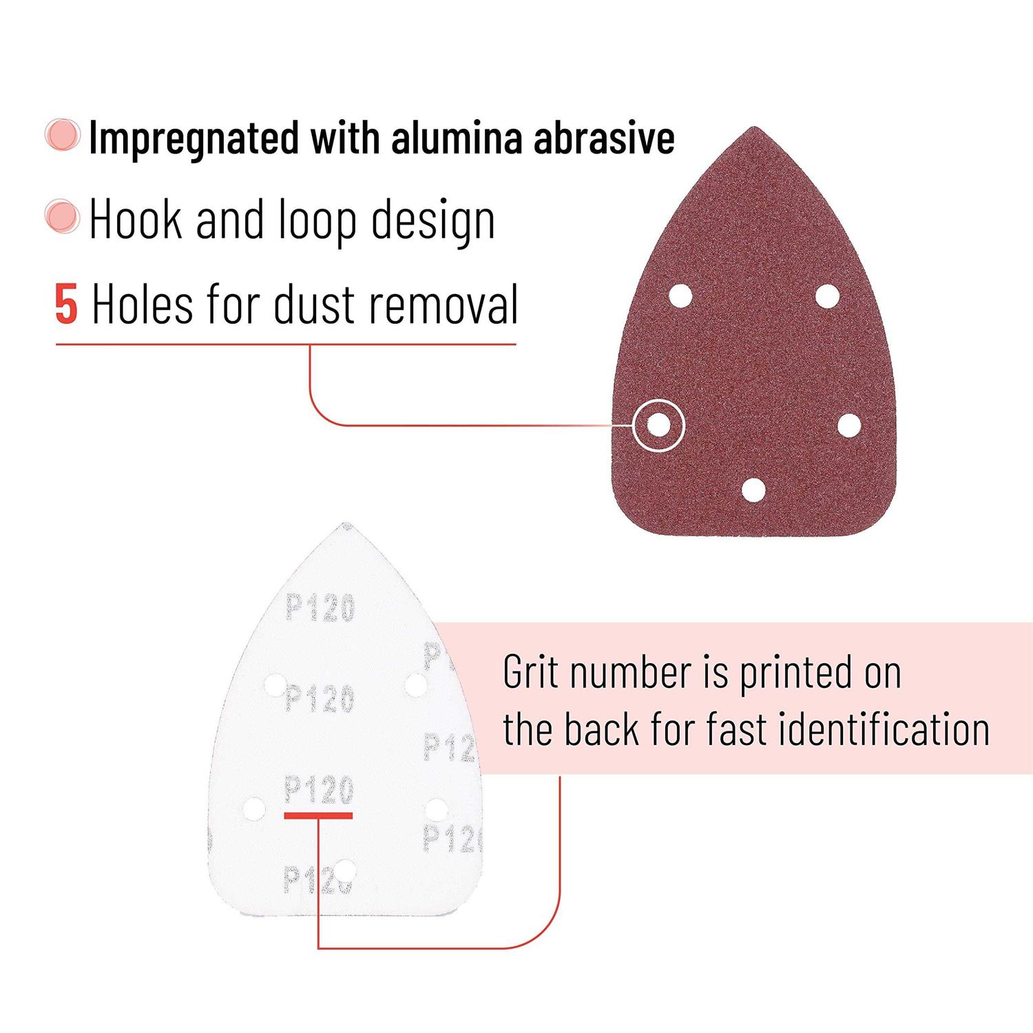 Bates Mouse Detail Sander Sandpaper 30 pcs 40/80/120/180/240 Grits - Image 3