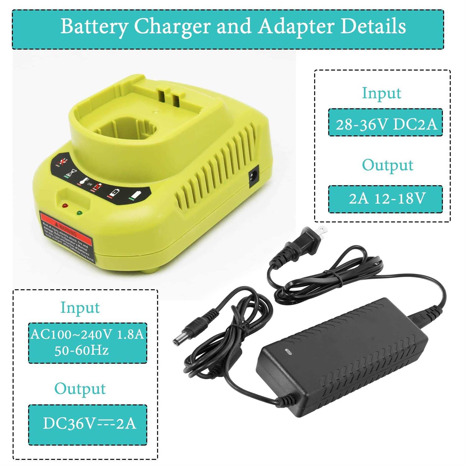 Cell9102 2Packs 18V Battery and Charger Combo for Ryobi 18-Volt Cordless Tools Battery and P118B Charger - Image 4