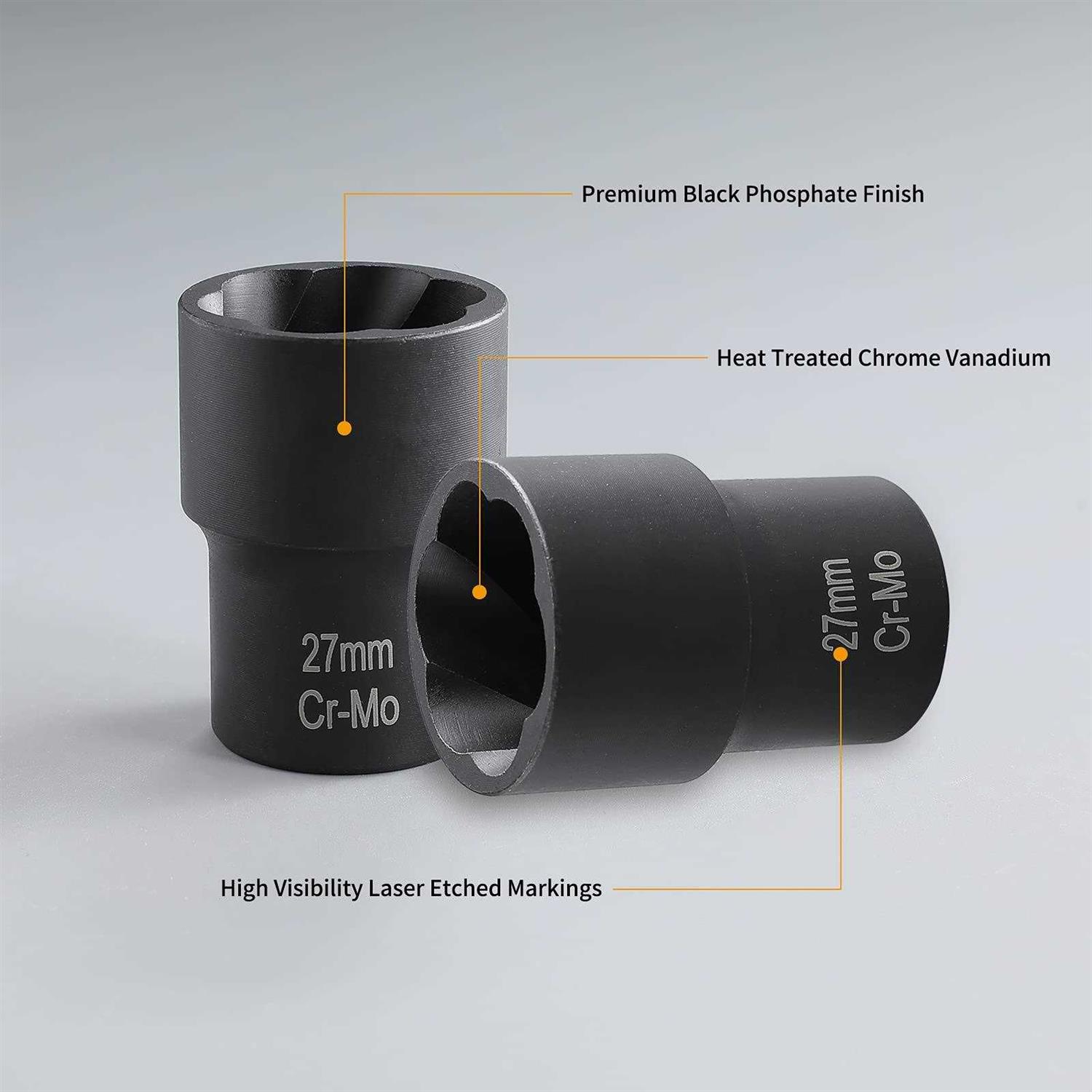 Daoseolo Lug Nut Remover 6 Pieces Twist Socket Set Extractor Tool Metric Bolt and Lug Nut Extractor Socket Tools - Image 2