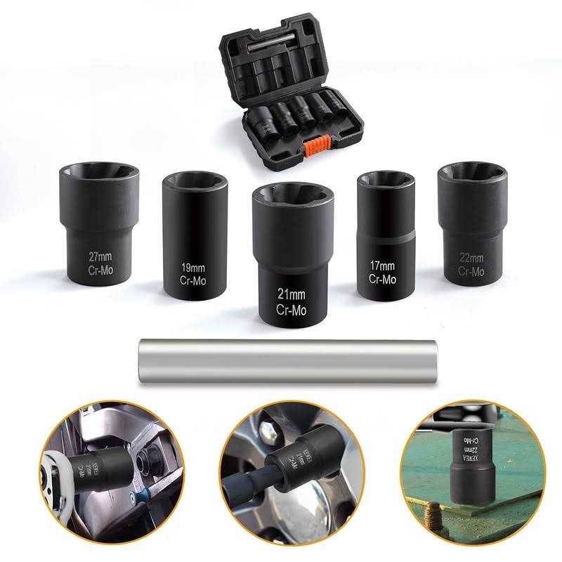 Daoseolo Lug Nut Remover 6 Pieces Twist Socket Set Extractor Tool Metric Bolt and Lug Nut Extractor Socket Tools - Image 5