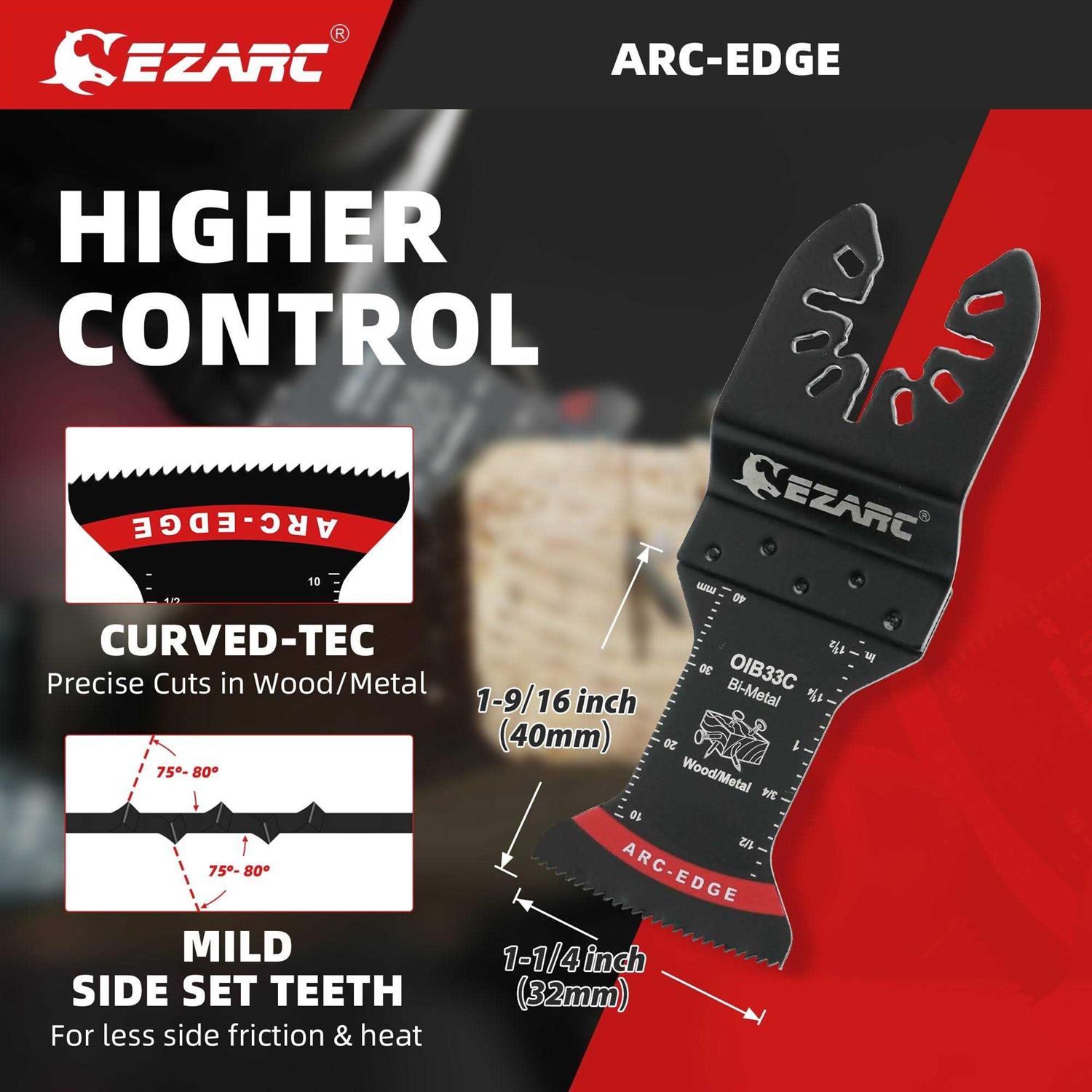 EZARC Tools 1-1/4 in. Arc Edge Bi-Mteal Oscillating Multitool Blades for General Purpose,OlB33C - Image 3