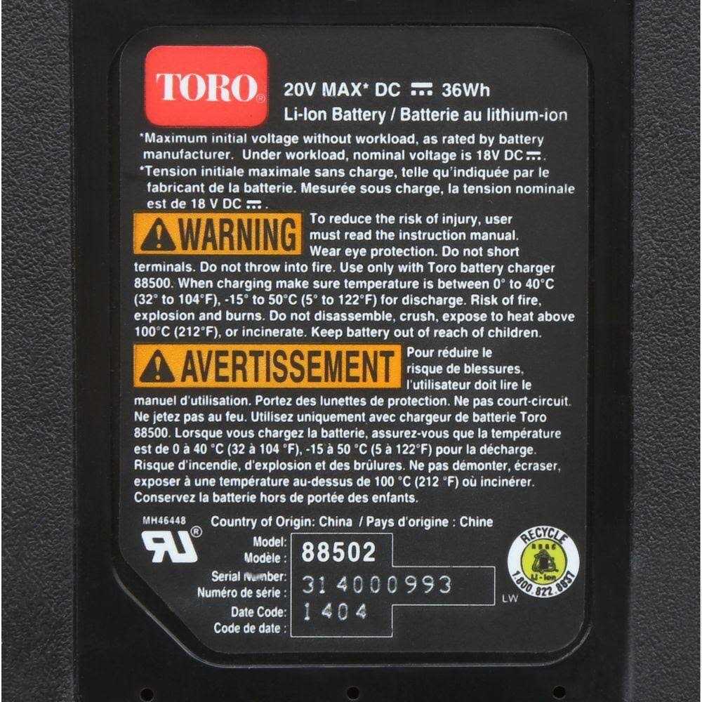 Toro 20-Volt Max Lithium-Ion Battery - Image 5
