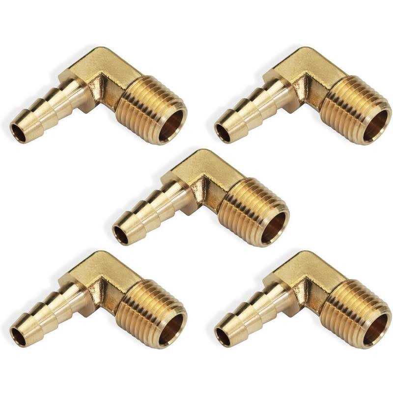 Boeray 5pcs 90 Degree Elbow Brass Hose Barb Fitting Barb Male NPT Adapter - Image 3