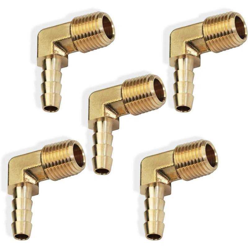 Boeray 5pcs 90 Degree Elbow Brass Hose Barb Fitting Barb Male NPT Adapter - Image 4