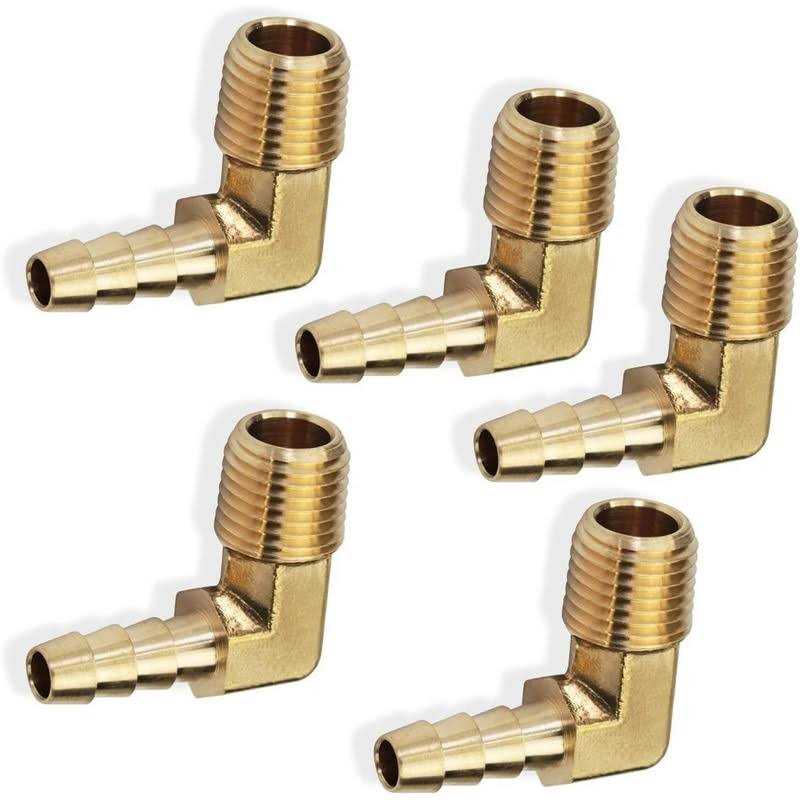 Boeray 5pcs 90 Degree Elbow Brass Hose Barb Fitting Barb Male NPT Adapter - Image 5