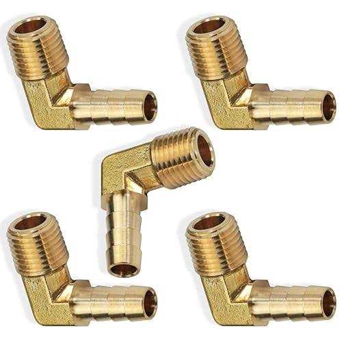 Boeray 5pcs 90 Degree Elbow Brass Hose Barb Fitting Barb Male NPT Adapter - Image 3