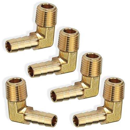 Boeray 5pcs 90 Degree Elbow Brass Hose Barb Fitting Barb Male NPT Adapter - Image 5