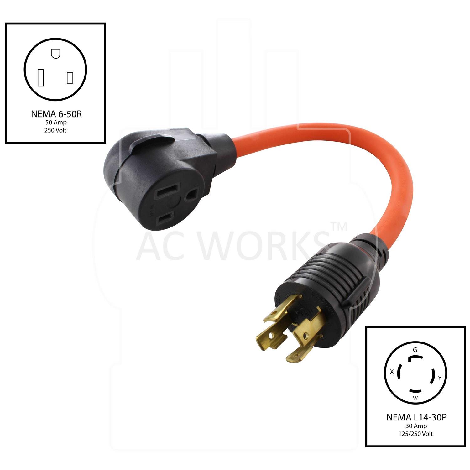 AC WORKS NEMA 6-50 Welder Plug Adapter Kit 30-Amp 4-wire To 3-wire Grounding Single To Triple WDKIT01-E - Image 5