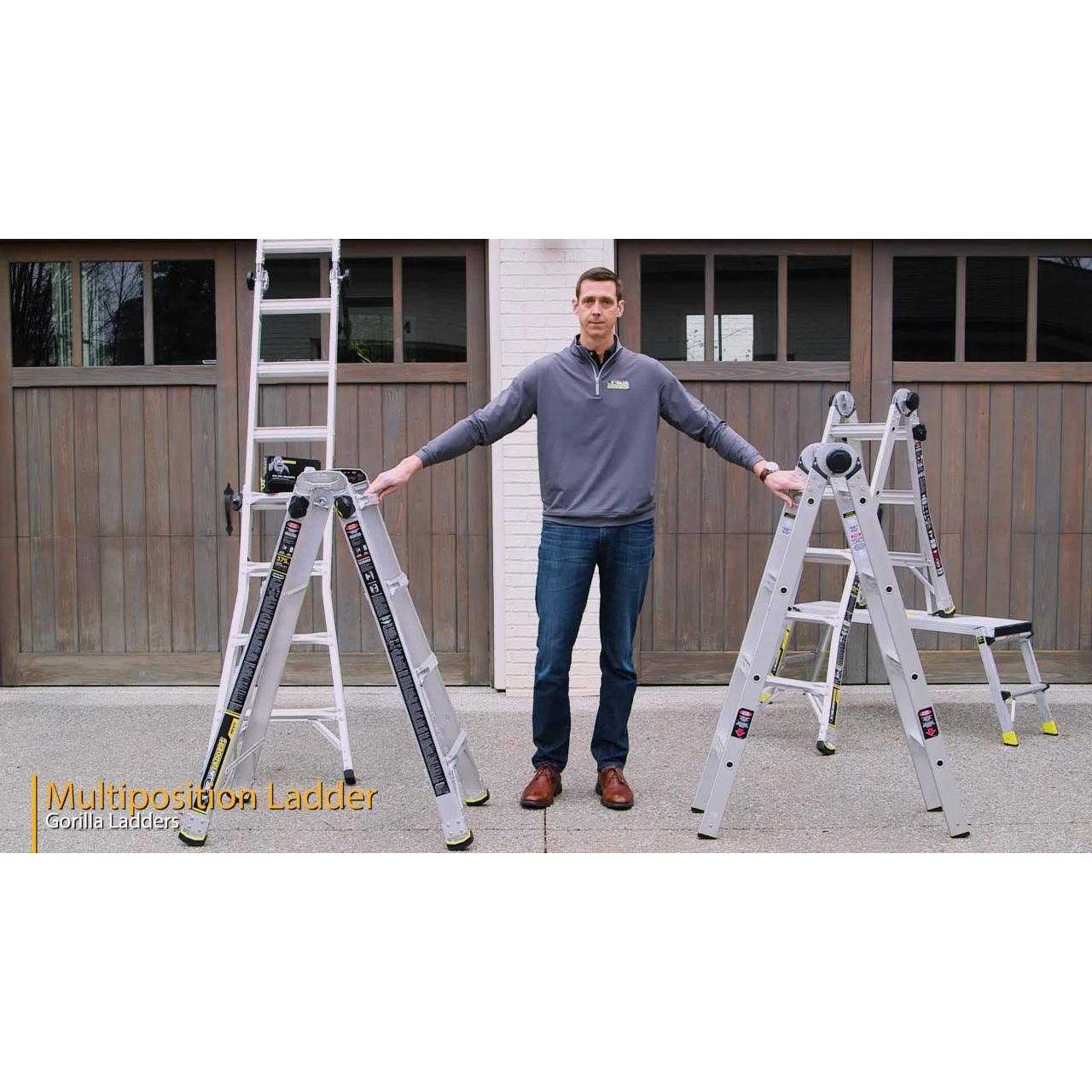 Gorilla Ladders Reach MPXW Aluminum Multi-Position Ladder with Wheels - Image 3